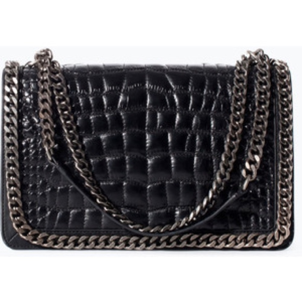 Zara Leather Croc Chain City Bag